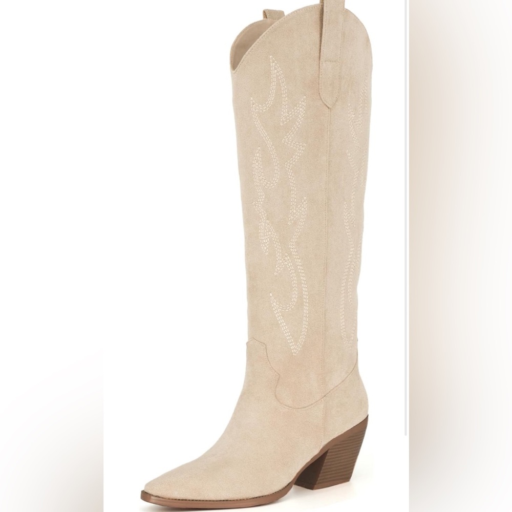Tan Suede Knee-High Boots
